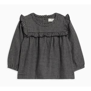 Colored Organics Sally Flannel Ruffle Neckline Top Houndstooth / 18-24M